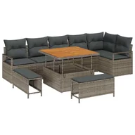 Meble ogrodowe - Zestaw Mebli Ogrodowych Szare z Poduszkami Komplet Wypoczynkowy Technorattan Meble Ogrodowe Na Taras Balkon Ogród - miniaturka - grafika 1