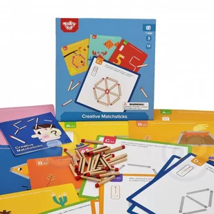 Tooky Toy Lumarko Drewniana Układanka Gra Logiczna Łamigłówki Zapałki Magnetyczne Dla Dzieci 58 El.! TF866 Lek - Układanki dla dzieci - miniaturka - grafika 1