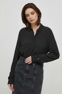 Koszule damskie - Tommy Hilfiger koszula damska kolor czarny relaxed z kołnierzykiem klasycznym - miniaturka - grafika 1