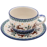 Filiżanki - FILIŻANKA do herbaty kawy 200 ml ze spodkiem - Ceramika Artystyczna Bolesławiec - miniaturka - grafika 1