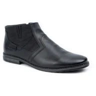 Buty zimowe męskie - Buty męskie sztyblety skórzane zimowe 903KZ czarne - Buty Olivier - miniaturka - grafika 1