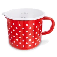 Kubki - Orion Kubek emaliowany retro 1,2L CZERWONY W GROCHY 113138 - miniaturka - grafika 1