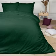 Pościel - Darymex Pościel satynowa 200x220 zielona ciemna pasy jednobarwna Cizgili adamaszkowa - miniaturka - grafika 1