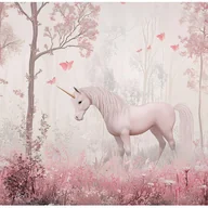 Fototapety - Fototapeta Dla Dziewczynki Jednorożec Las Różowy Dzieci 400x280 cm Tapeta Do Pokoju Dziecięcego Na Flizelinie - miniaturka - grafika 1