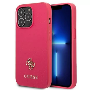 Etui Guess do iPhone 13 Pro / 13 6,1" różowy/pink hardcase Saffiano 4G Small Metal Logo - Etui i futerały do telefonów - miniaturka - grafika 1