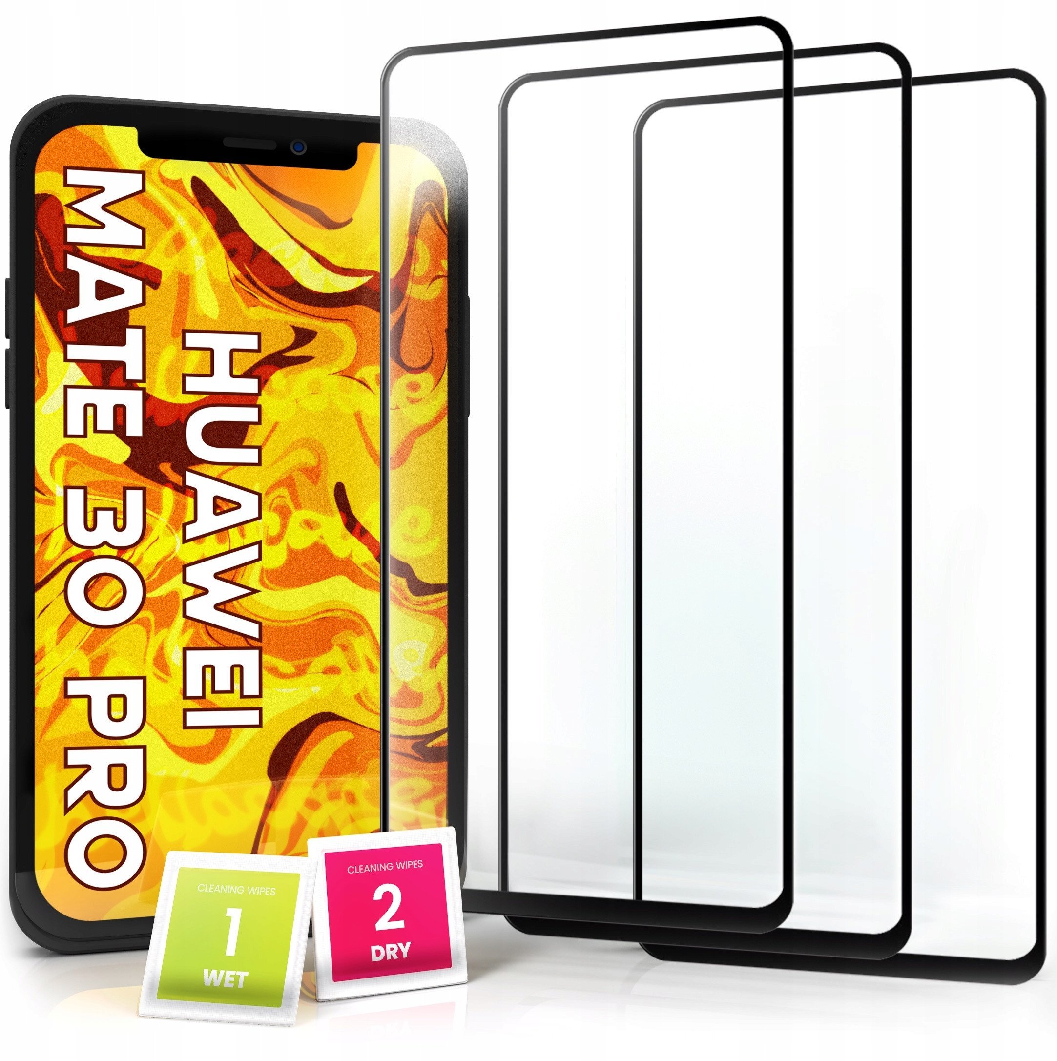 3-PAK Szkło Hartowane do Huawei Mate 30 Pro 5D, Curved, Zakrzywione
