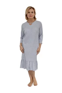 KOSZULA NOCNA DAMSKA 2XL DŁUGA RĘKAW 3/4 BAWEŁNIANA ELEGANCKA SZARA - Bielizna nocna - miniaturka - grafika 1