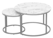 Ławy i stoliki kawowe - Zestaw okrągłych stolików kawowych z marmurkowym blatem G8-B48 - miniaturka - grafika 1