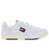 Buty sportowe męskie - Buty Tommy Jeans Essential Retro Leather Half Cleat EM0EM00899-YBR - białe - miniaturka - grafika 1