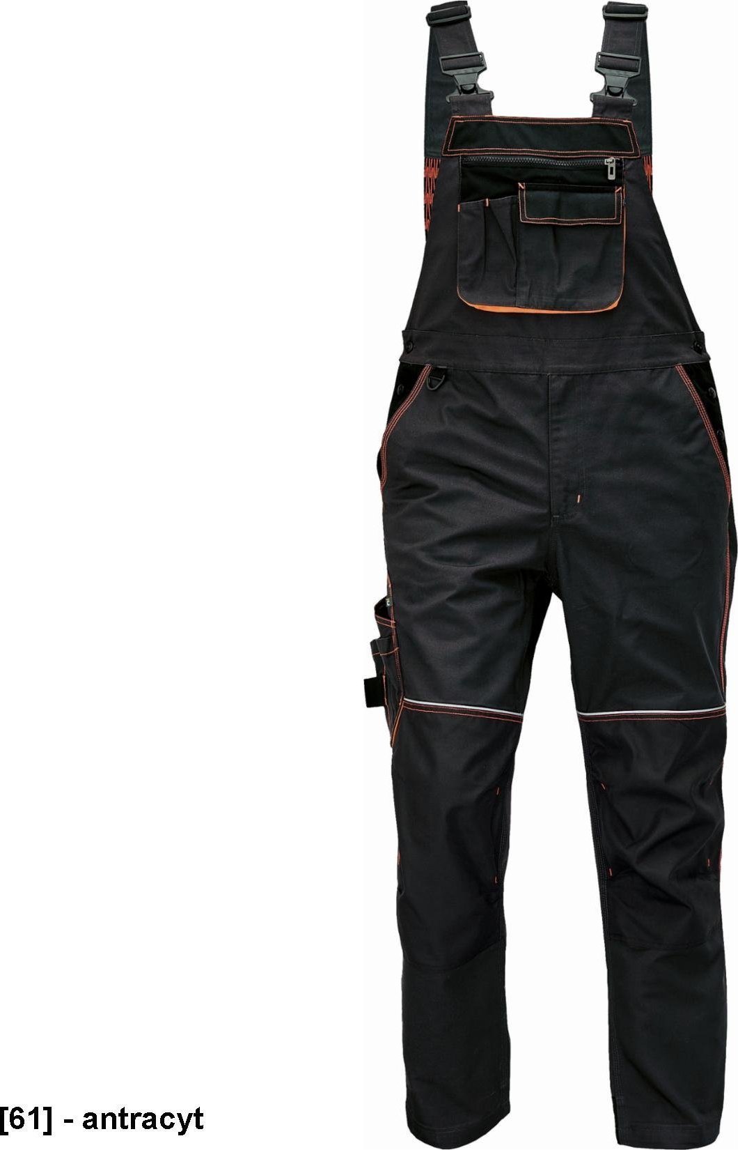 CERVA KNOXFIELD SPODNIE OGRODNICZKI - spodnie ochronne z elastyczną talią, odblaskowe wstawki - antracyt 40