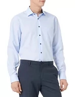 Koszule męskie - Seidensticker Męska koszula biznesowa o prostym kroju – Regular Fit – nie wymaga prasowania – kołnierz Kent – długi rękaw – naszywka – kieszeń na piersi – 100% bawełna, niebieski (jasnoniebieski), 38 - miniaturka - grafika 1