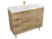 Szafki łazienkowe - Szafka Stojąca Z Umywalką ATHD 100 cm D - Dąb Evoke Coast Mat - Uchwyty Złote Polerowane - miniaturka - grafika 1
