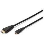 Adaptery i przejściówki - Assmann Kabel HDMI Micro Highspeed Ethernet V1.4 3D D/A M/M 1m AK-330109-010-S - miniaturka - grafika 1