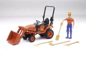 Samochody i pojazdy dla dzieci - Zabawkowy zestaw traktor Kubota BX2670 z ładowaczem czołowym i osprzętem NewRay 1:18 - miniaturka - grafika 1