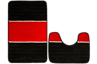 Komplet 2-częściowy Łazienkowy Como Red Czerwony Czarny Pasy-KOMPLET - Dywaniki łazienkowe - miniaturka - grafika 1