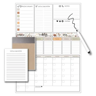 Duży Planer Kalendarz Tablica magnetyczna na lodówkę Pisak + Notes - Planery - miniaturka - grafika 1