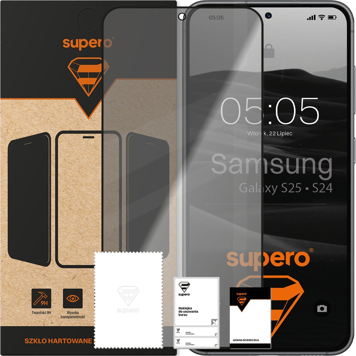 Szkło hartowane prywatyzujące Supero do Samsung Galaxy S25S24, na ekran 9H