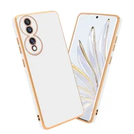 Etui i futerały do telefonów - Etui ochronne Cadorabo do Honor 70 w błyszczącym białym kolorze - złote etui z elastycznego silikonu TPU chroniące aparat fotograficzny - miniaturka - grafika 1