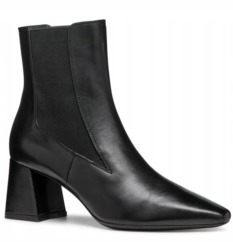 GEOX BOTKI DAMSKIE CZARNE KLASYCZNE GŁADKIE ZE SKÓRĄ 38 JŁA