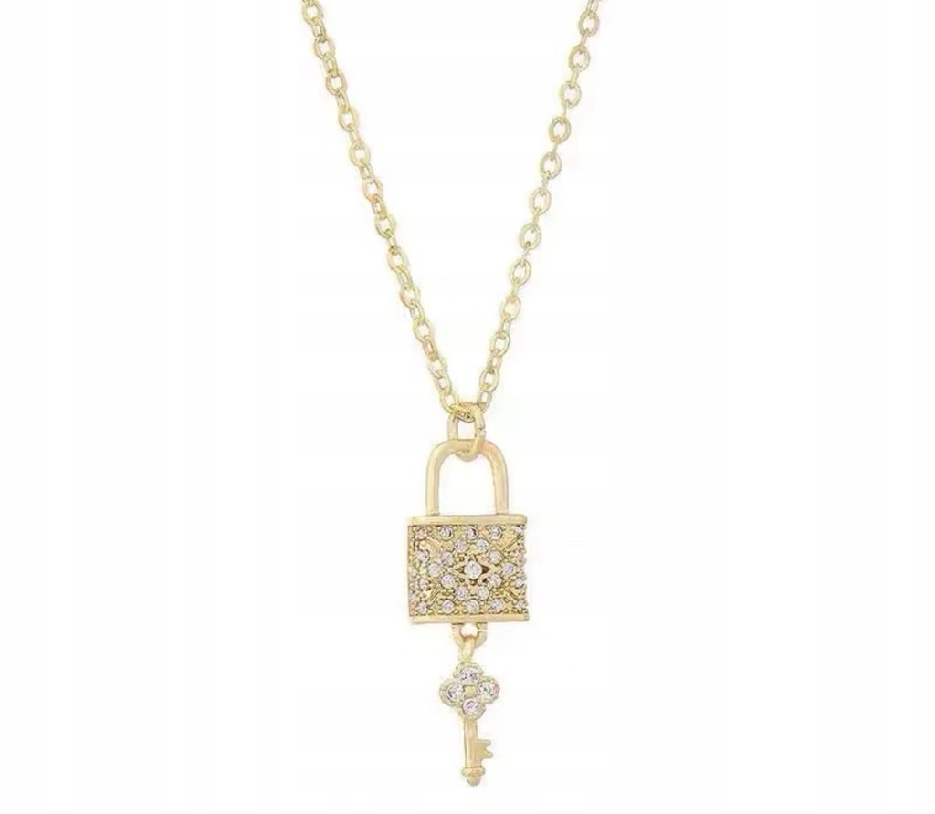 Naszyjnik łańcuszek Kłódka z Kluczykiem złota iced prezent streetwear Y2K