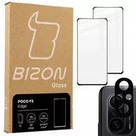 Szkła hartowane na telefon - Xiaomi Bizon Szkło hartowane Bizon Glass Edge - 2 sztuki + ochrona na obiektyw, Poco F3, czarne 5903896182117 - miniaturka - grafika 1