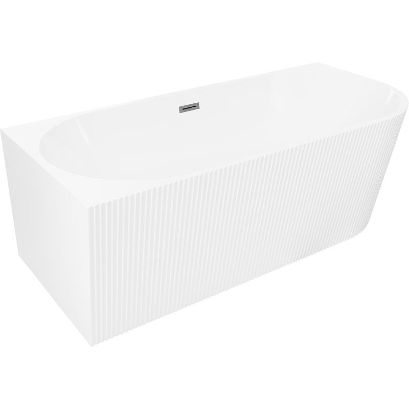 Mexen Silo wanna wolnostojąca narożna lewa ryflowana 170 x 80 cm, biała, przelew gun metal - 52891708000L-95