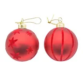 Bombki - Bombka szklana czerwona 2 wzory 8 cm - miniaturka - grafika 1
