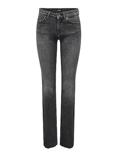 ONLY Dżinsy damskie z wysokim stanem ONLBLUS Slit FLR RAW NOOS, czarny denim, (L) W / 34L - Spodnie damskie - miniaturka - grafika 1