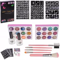 Zabawki kreatywne - TATUAŻE DLA DZIECI BROKATOWE ZMYWALNE MEGA ZESTAW XXL AKCESORIA MALOWANIE - miniaturka - grafika 1