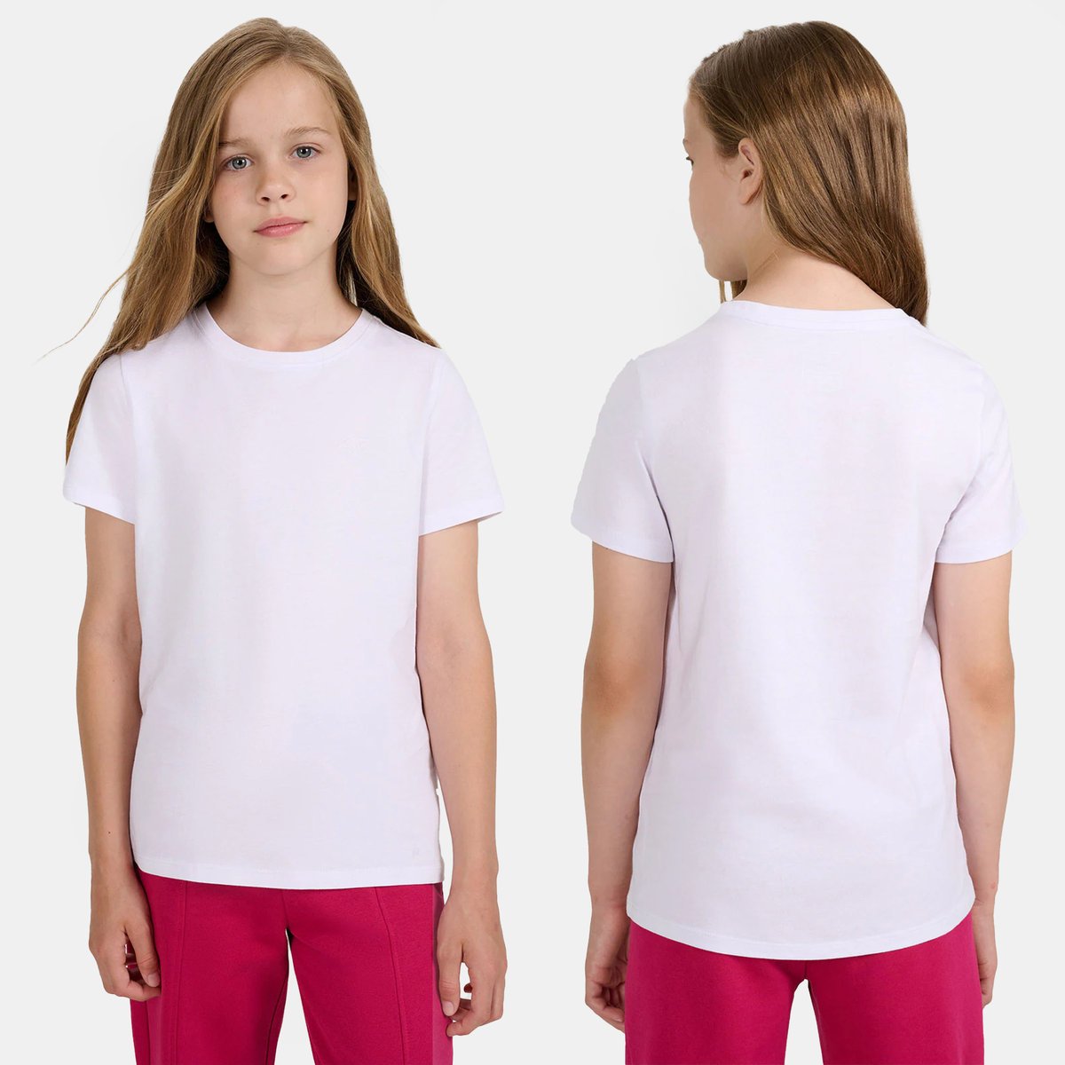 Koszulka Dziewczęca 4F T-shirt Biały Basic Podkoszulek 4FJWMM00TTSHF2332 Biały 164