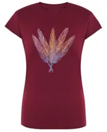 Koszulki i topy damskie - T-Shirt damski kolorowy nadruk Pióra r.S - miniaturka - grafika 1