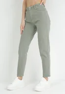 Spodnie damskie - Zielone Jeansy Mom Fit z Wysokim Stanem Marzia - miniaturka - grafika 1