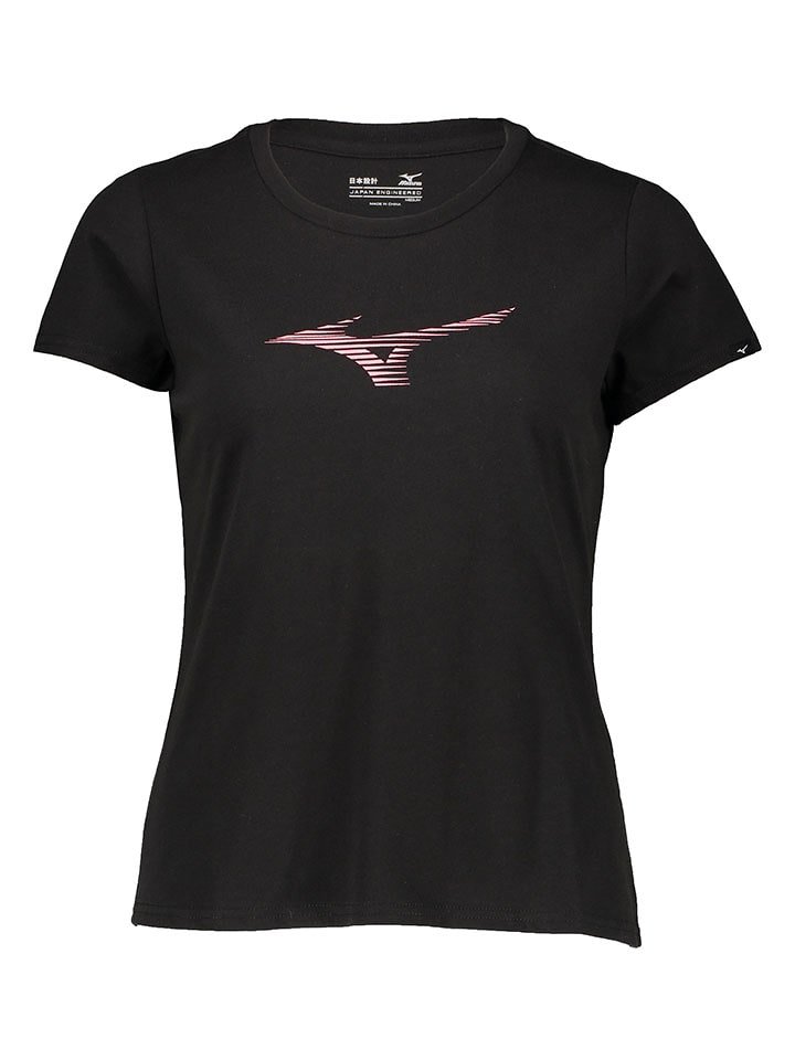 Mizuno Koszulka sportowa w kolorze czarno-jasnoróżowym