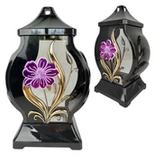 Lampiony i znicze - Szklany Znicz Z Aplikacją Na Grób Zniczy Do Wkładów Led Na Baterie Lampion - miniaturka - grafika 1