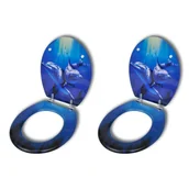 Deski sedesowe - Deska klozetowa, 2 szt., MDF z nadrukiem w delfiny - miniaturka - grafika 1