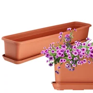 Donice - Skrzynka balkonowa z podstawką Evron 80 cm, terrakota - miniaturka - grafika 1