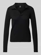 Bluzki damskie - Bluzka o kroju slim fit z długim rękawem i dekoltem w serek - miniaturka - grafika 1