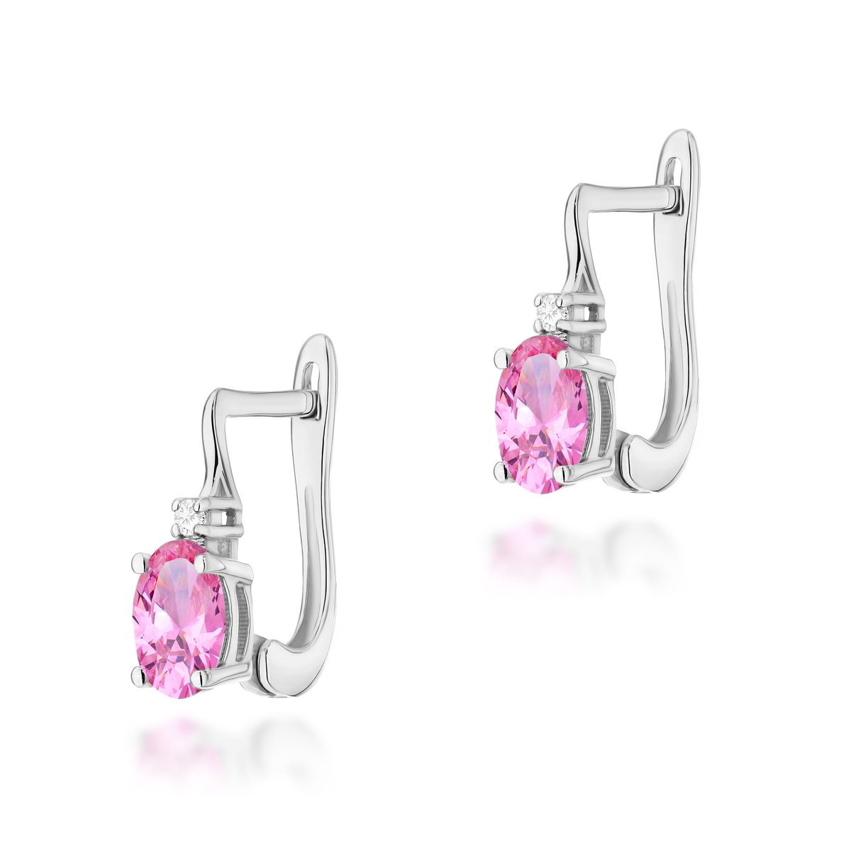 Złote kolczyki Różowy Topaz 2 x 0,50ct białe złoto pr. 585