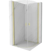 Kabiny prysznicowe - Mexen Mist kabina prysznicowa półokrągła uchylna 70 x 70 cm, transparent, złota szczotkowana - 8A31-070-070-55-00 - miniaturka - grafika 1