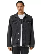 Kurtki męskie - Koton Męska kurtka dżinsowa basic zapinana na guziki, klasyczny dekolt, czarny (999), XL - miniaturka - grafika 1