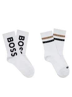 BOSS Zestaw 2 par wysokich skarpet dziecięcych J51743 Biały - Skarpetki dla dzieci - miniaturka - grafika 1