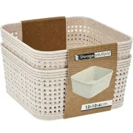 Pudła i pojemniki do przechowywania - Storage Solutions Koszyki do przechowywania beżowe 12x12x6 cm - miniaturka - grafika 1
