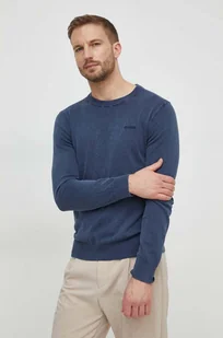 Guess sweter z domieszką jedwabiu kolor granatowy lekki - Swetry męskie - miniaturka - grafika 1