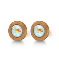 Spinki do mankietów i krawatów - Złota rybka - drewniane spinki do mankietów - miniaturka - grafika 1