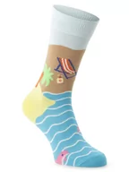 Skarpetki damskie - Happy Socks - skarpety z drobnej dzianiny, beżowy|niebieski|wielokolorowy - miniaturka - grafika 1