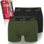 Majtki męskie - PUMA Bokserki Męskie 2 Sztuki Bawełna Zielone Black Khaki Logo Rozmiar XXL - miniaturka - grafika 1