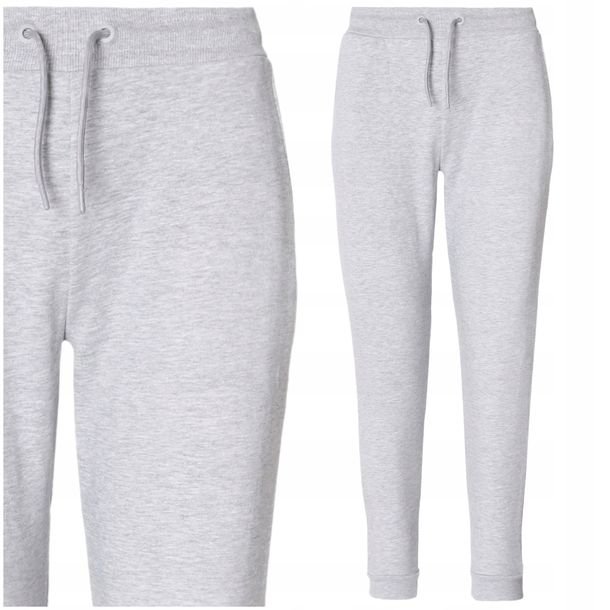 Dresowe Spodnie Damskie Ocieplane Joggery Gładkie Szare Klasyczne MORAJ XXL