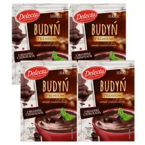 Delecta Budyń Premium smak czekoladowy z belgijską czekoladą Zestaw 4 x 47 g - Budyń - miniaturka - grafika 1