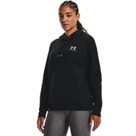 Bluzy sportowe damskie - Damska bluza dresowa nierozpinana z kapturem Under Armour Essential Fleece Hoodie - czarna - UNDER ARMOUR - miniaturka - grafika 1