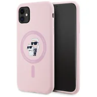 Etui i futerały do telefonów - Etui Karl Lagerfeld Silicone Karl&Choupette MagSafe do iPhone 11 różowy - miniaturka - grafika 1